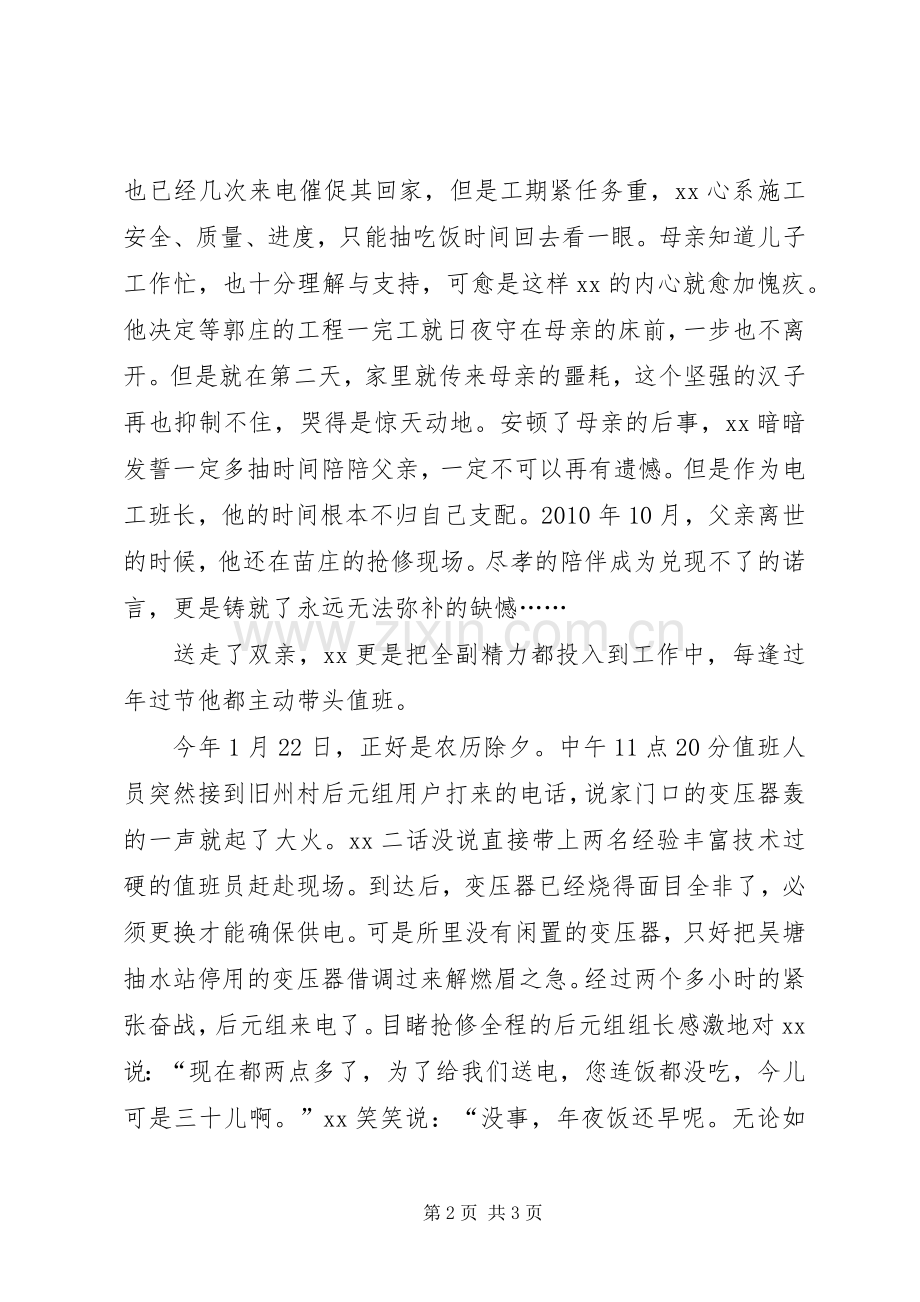 爱岗敬业演讲稿：甘把青春献农电.docx_第2页