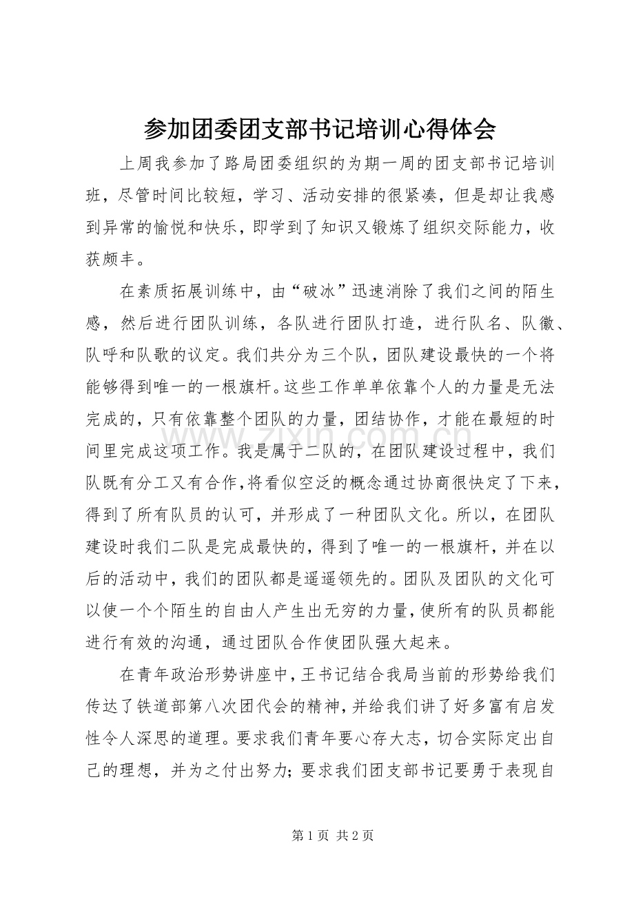 参加团委团支部书记培训心得体会.docx_第1页