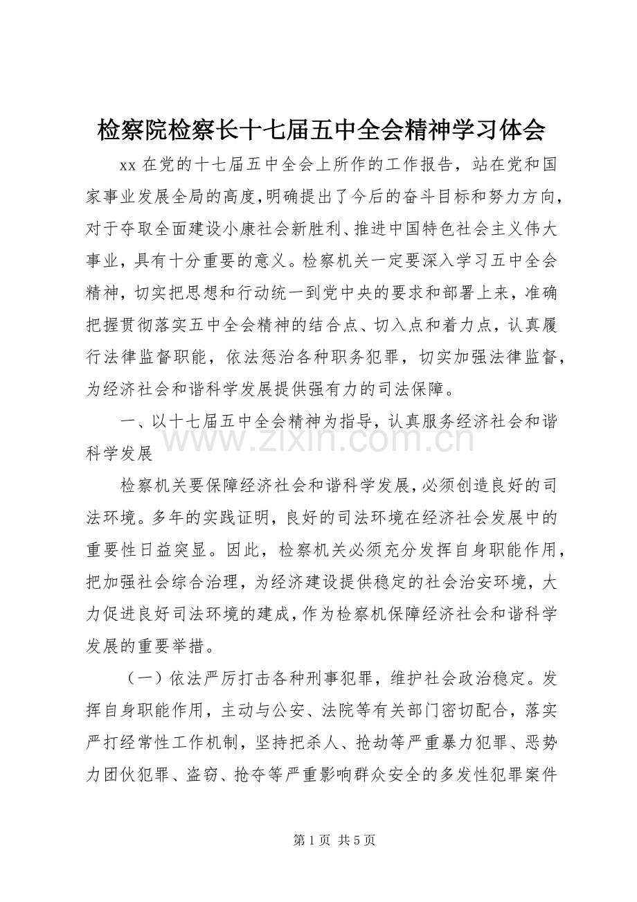 检察院检察长十七届五中全会精神学习体会.docx_第1页