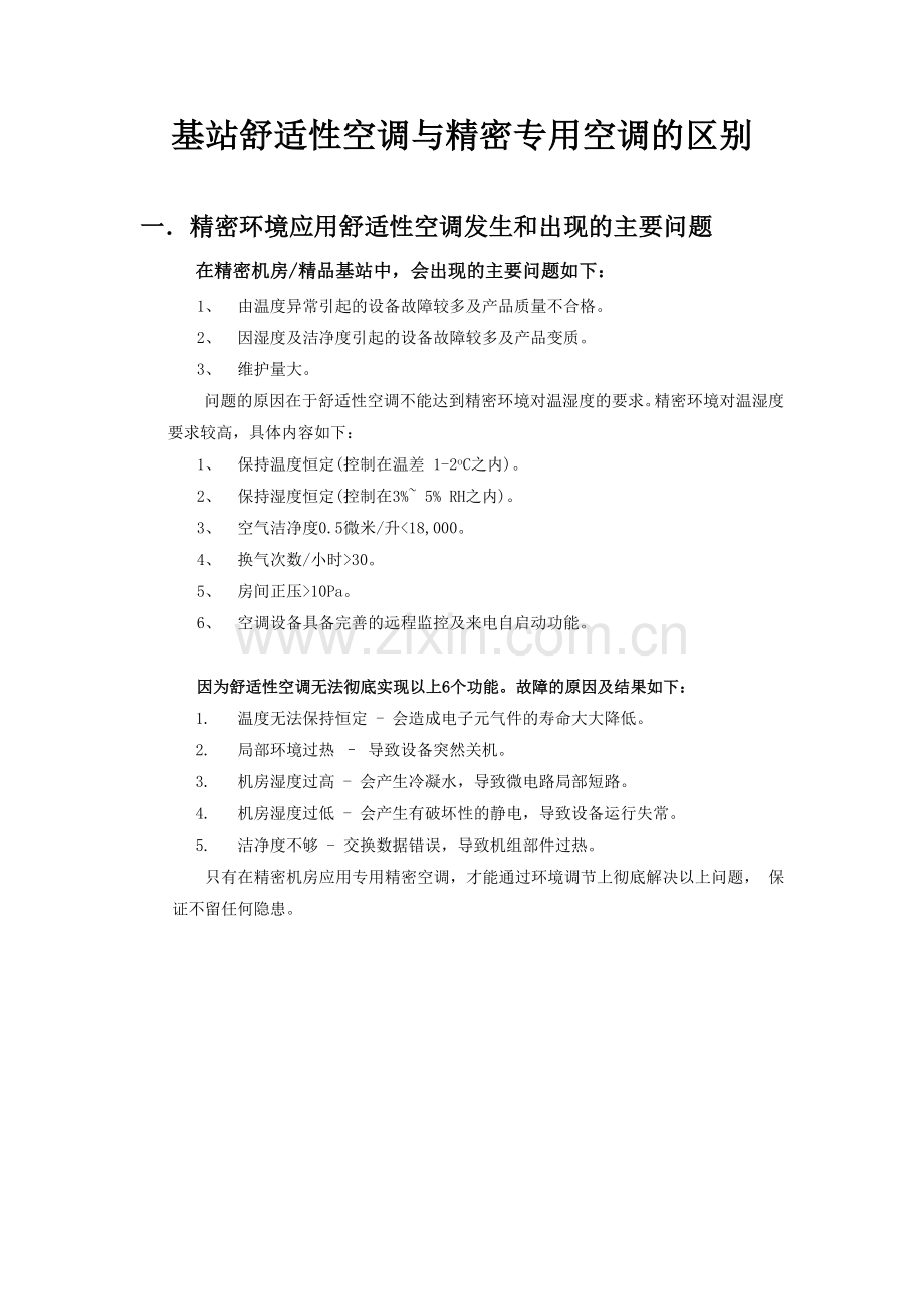 精密空调与舒适性空调的区别比较(5P分析版).doc_第1页