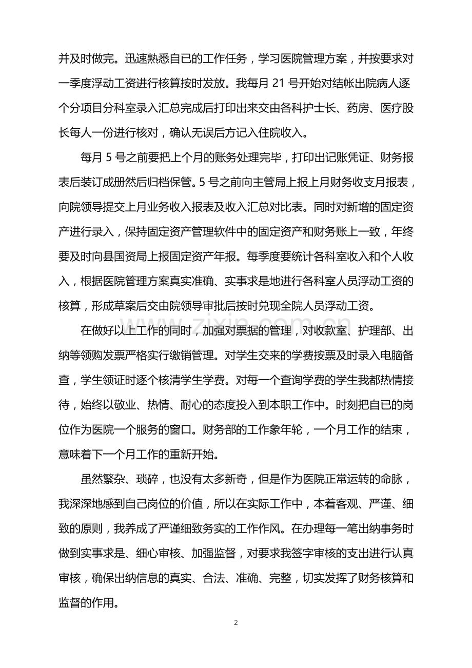 医院出纳个人工作总结模板5篇.doc_第2页