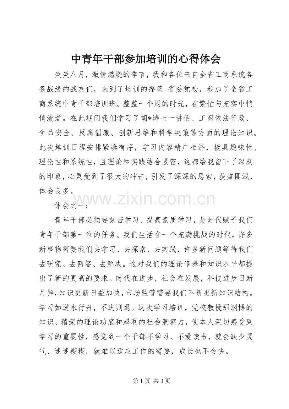 中青年干部参加培训的心得体会.docx_第1页