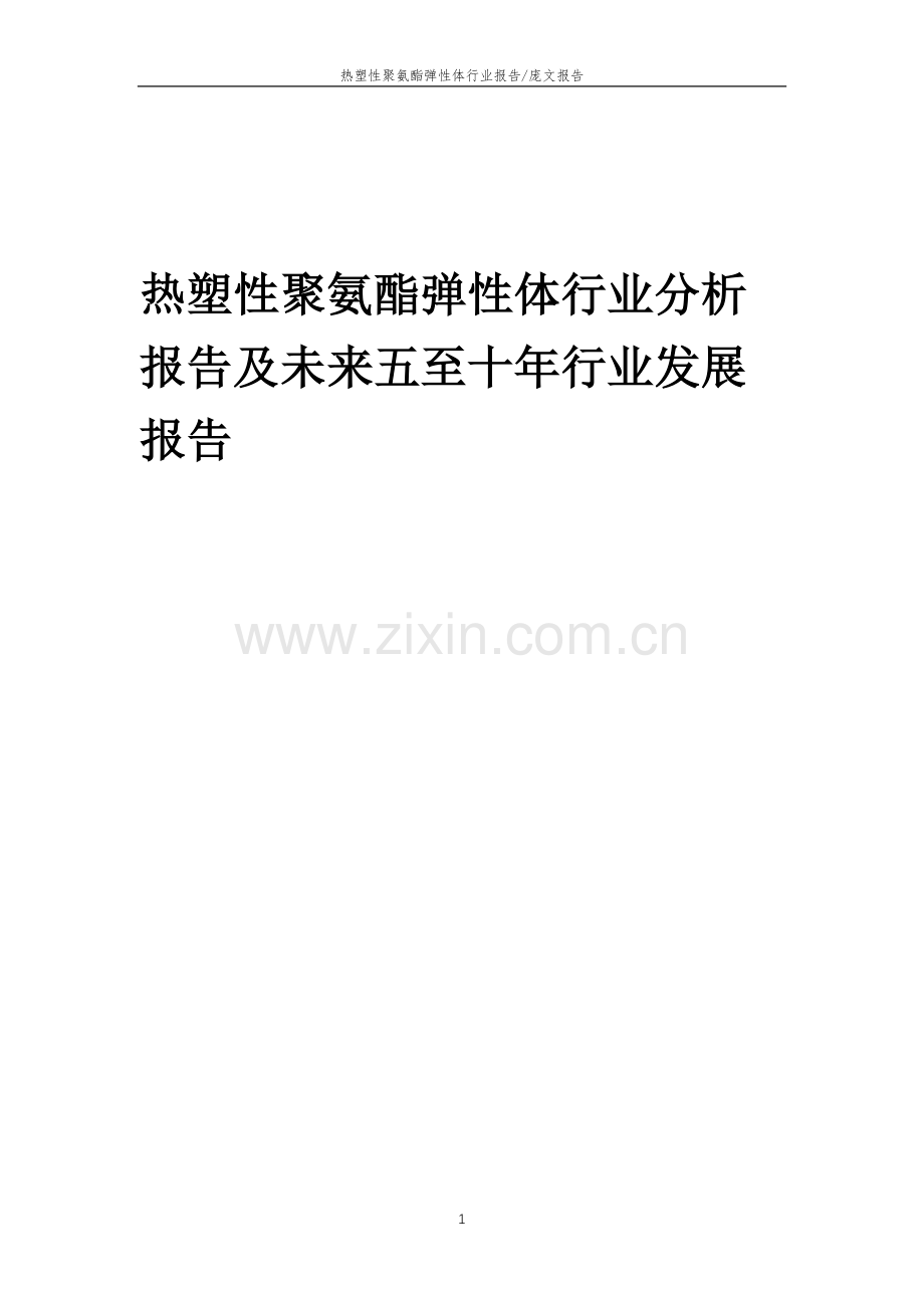 2023年热塑性聚氨酯弹性体行业分析报告及未来五至十年行业发展报告.doc_第1页