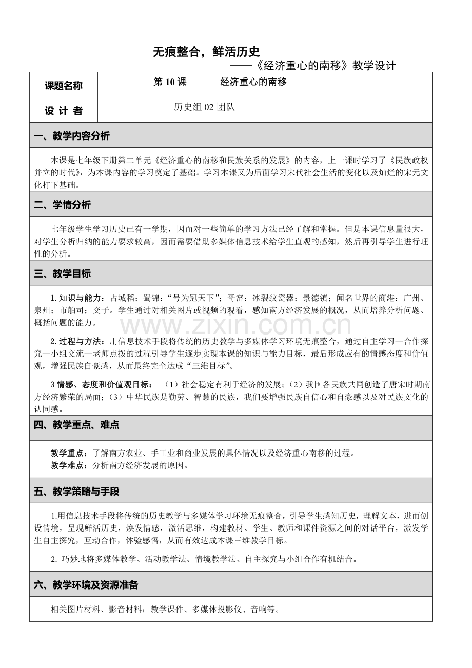 经济重心南移的原教学设计.doc_第2页