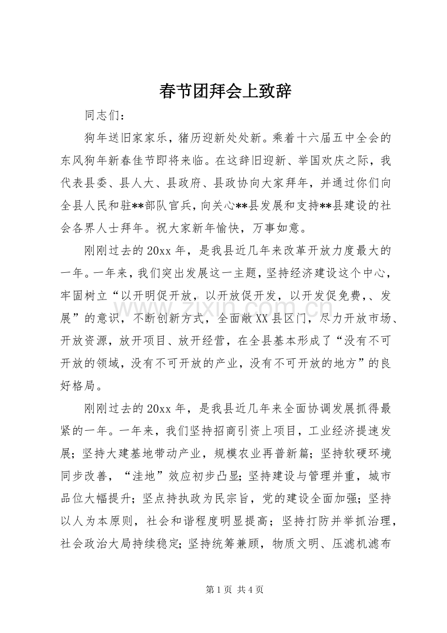 春节团拜会上致辞.docx_第1页