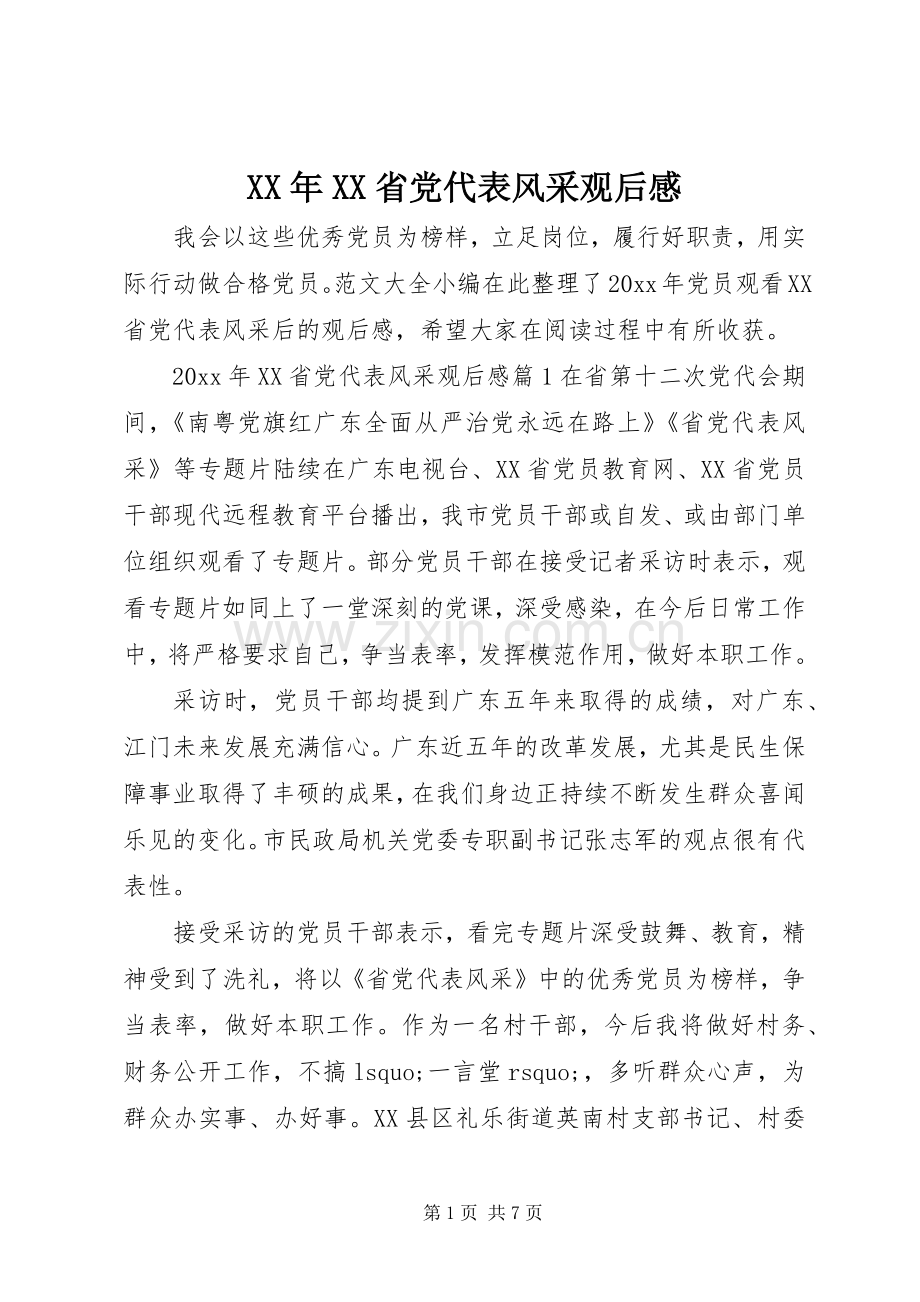 XX年XX省党代表风采观后感.docx_第1页