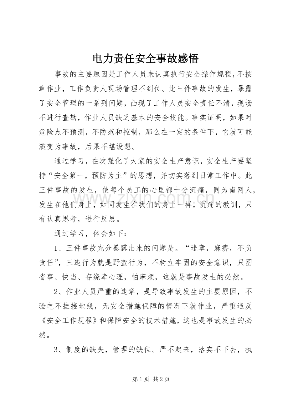 电力责任安全事故感悟.docx_第1页