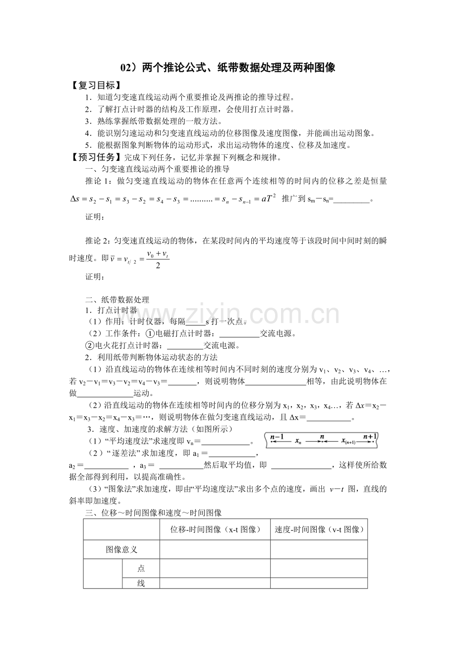 两个推论公式、纸带数据处理及两种图像.docx_第1页