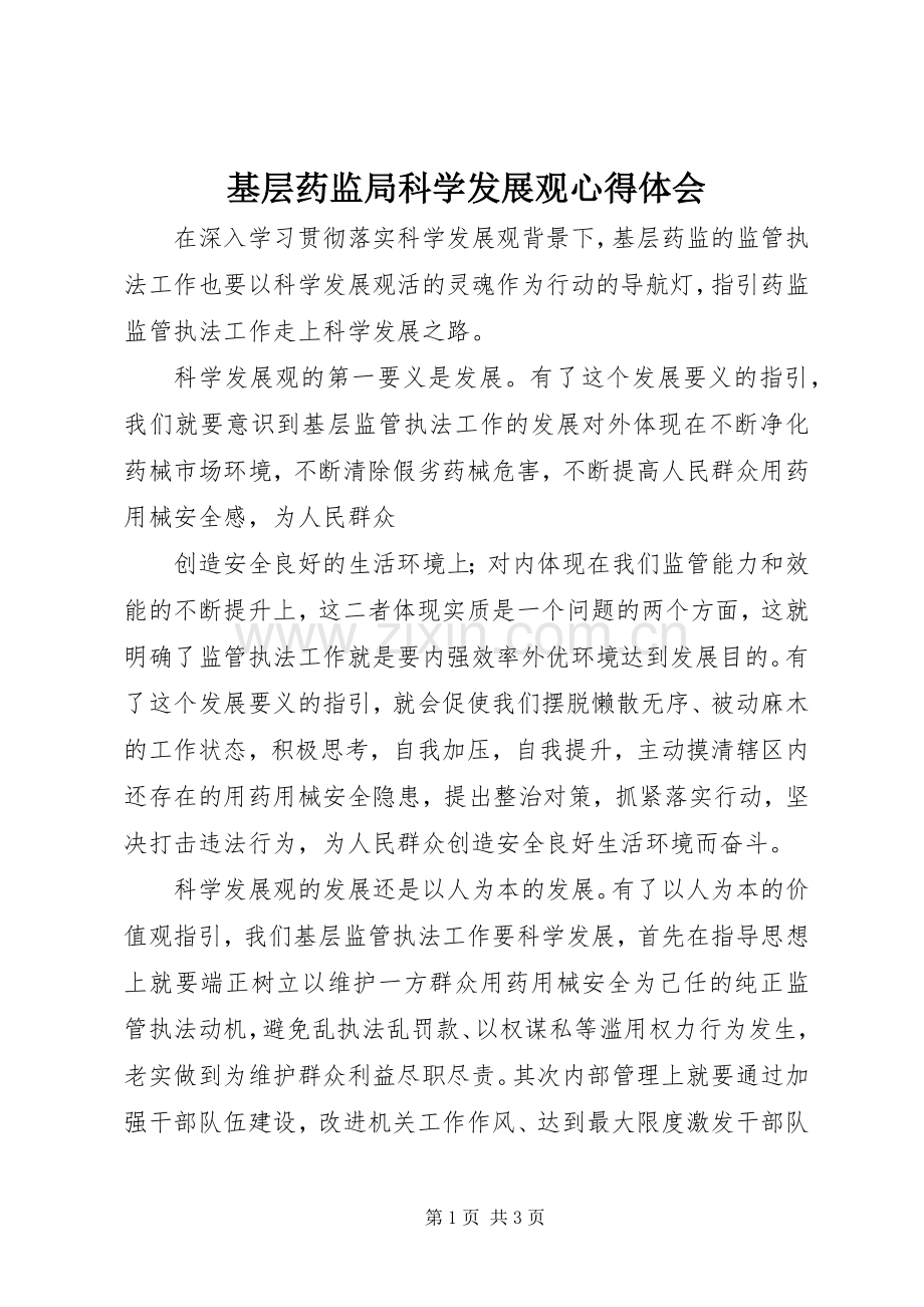 基层药监局科学发展观心得体会.docx_第1页