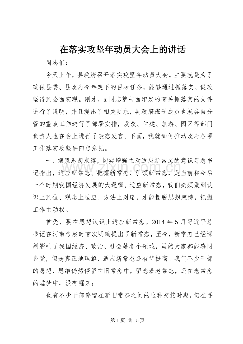 在落实攻坚年动员大会上的讲话.docx_第1页