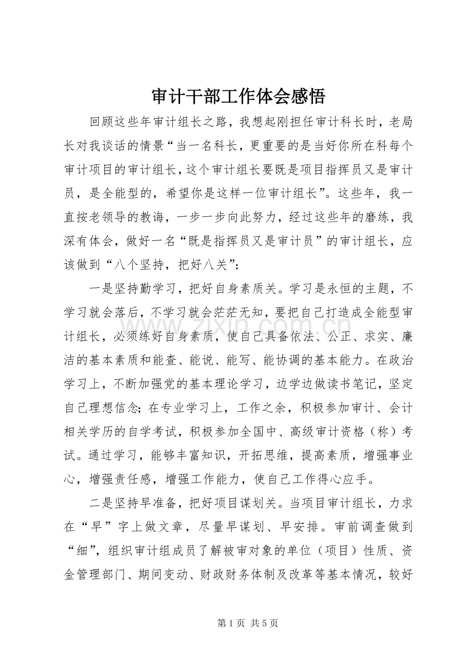 审计干部工作体会感悟.docx_第1页