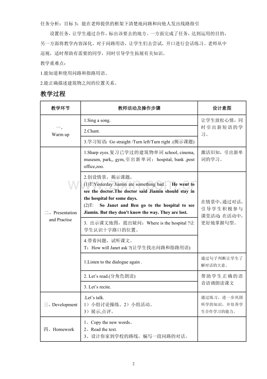 unit 11Can you tell me the way 教学设计.doc_第2页