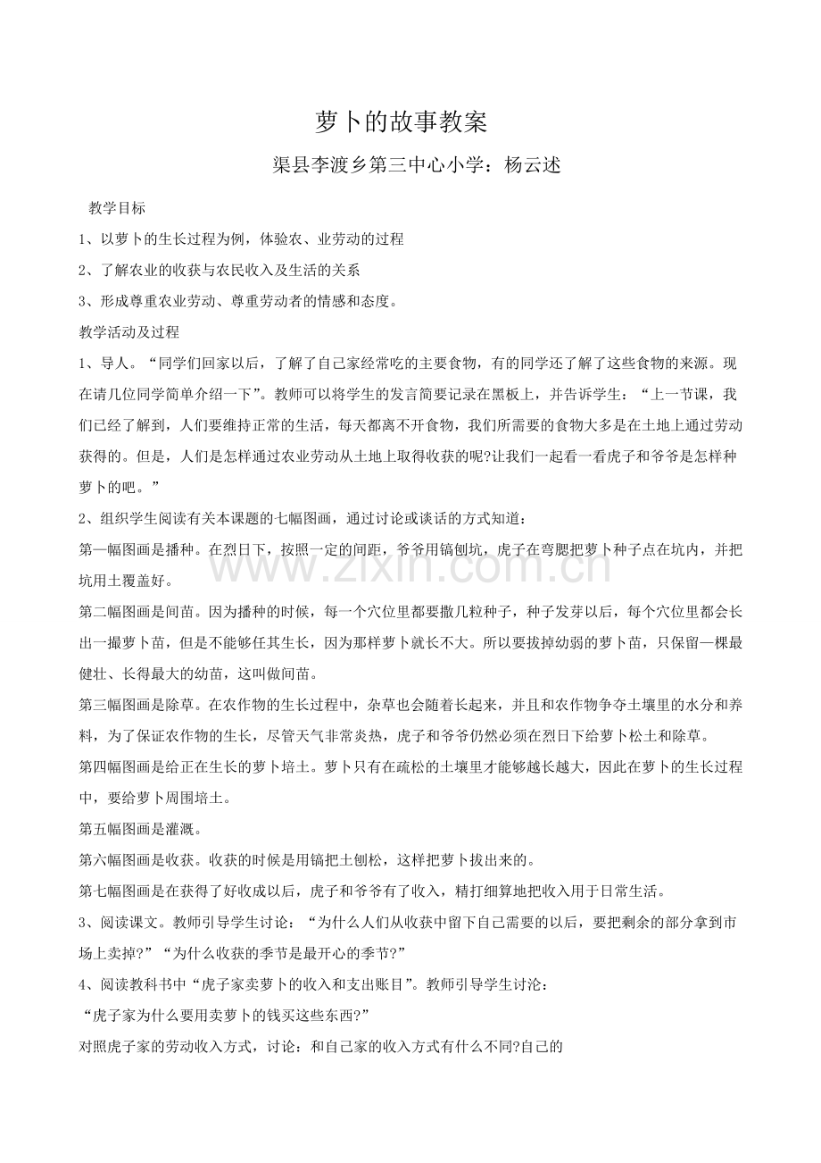 萝卜的故事教案.doc_第1页