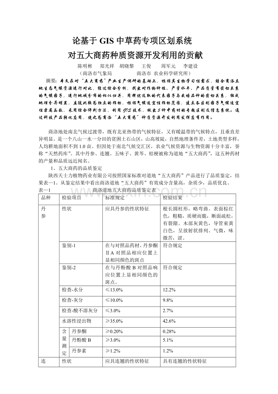 区划对五大商药产量品质的贡献.doc_第1页