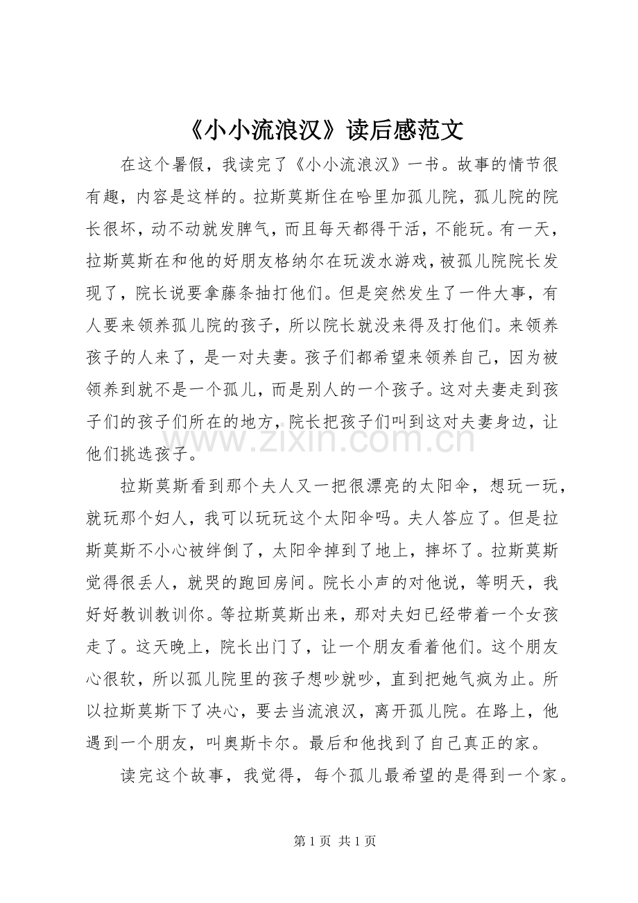 《小小流浪汉》读后感范文.docx_第1页