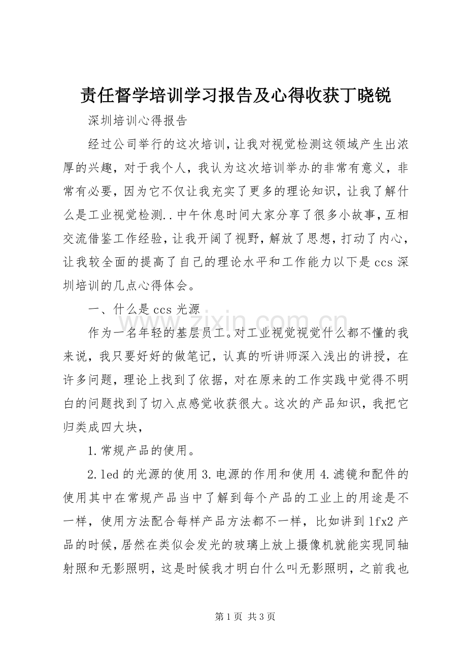 责任督学培训学习报告及心得收获丁晓锐.docx_第1页