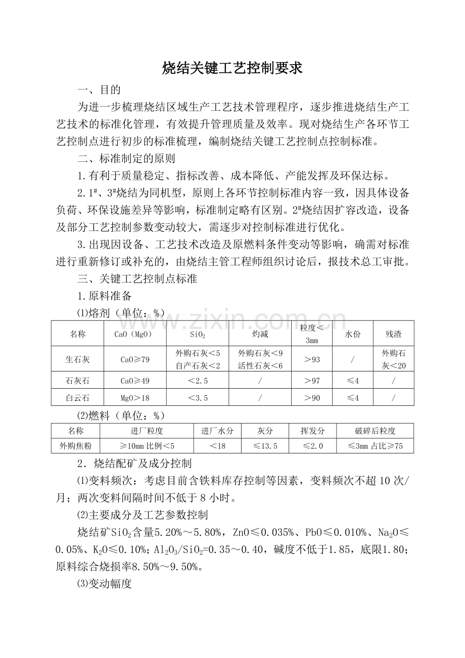烧结关键点工艺控制要求.doc_第1页