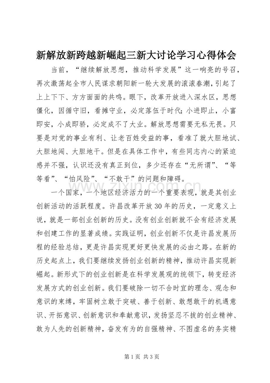 新解放新跨越新崛起三新大讨论学习心得体会.docx_第1页