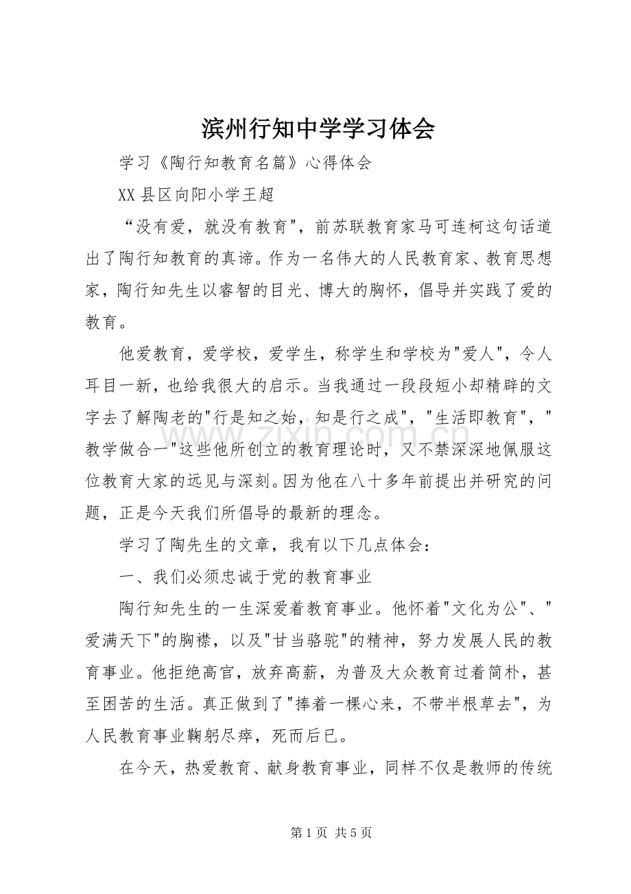 滨州行知中学学习体会.docx_第1页