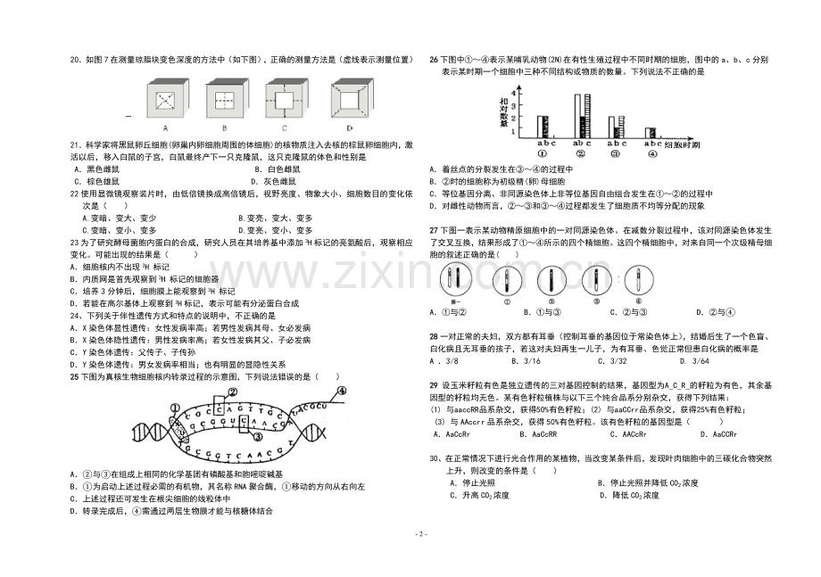 2010年高二生物期中考试试题.doc_第2页