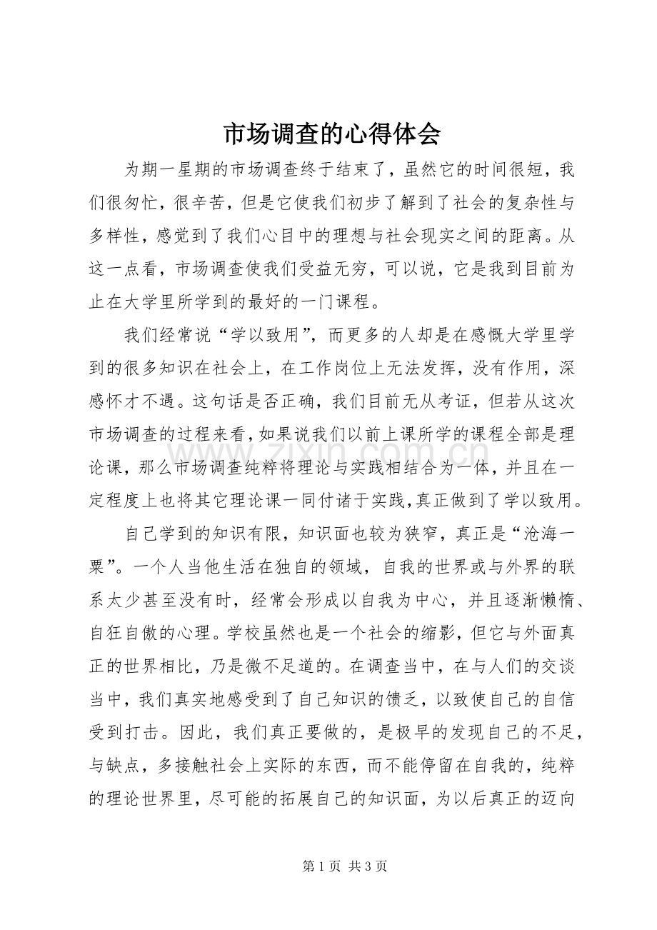 市场调查的心得体会.docx_第1页