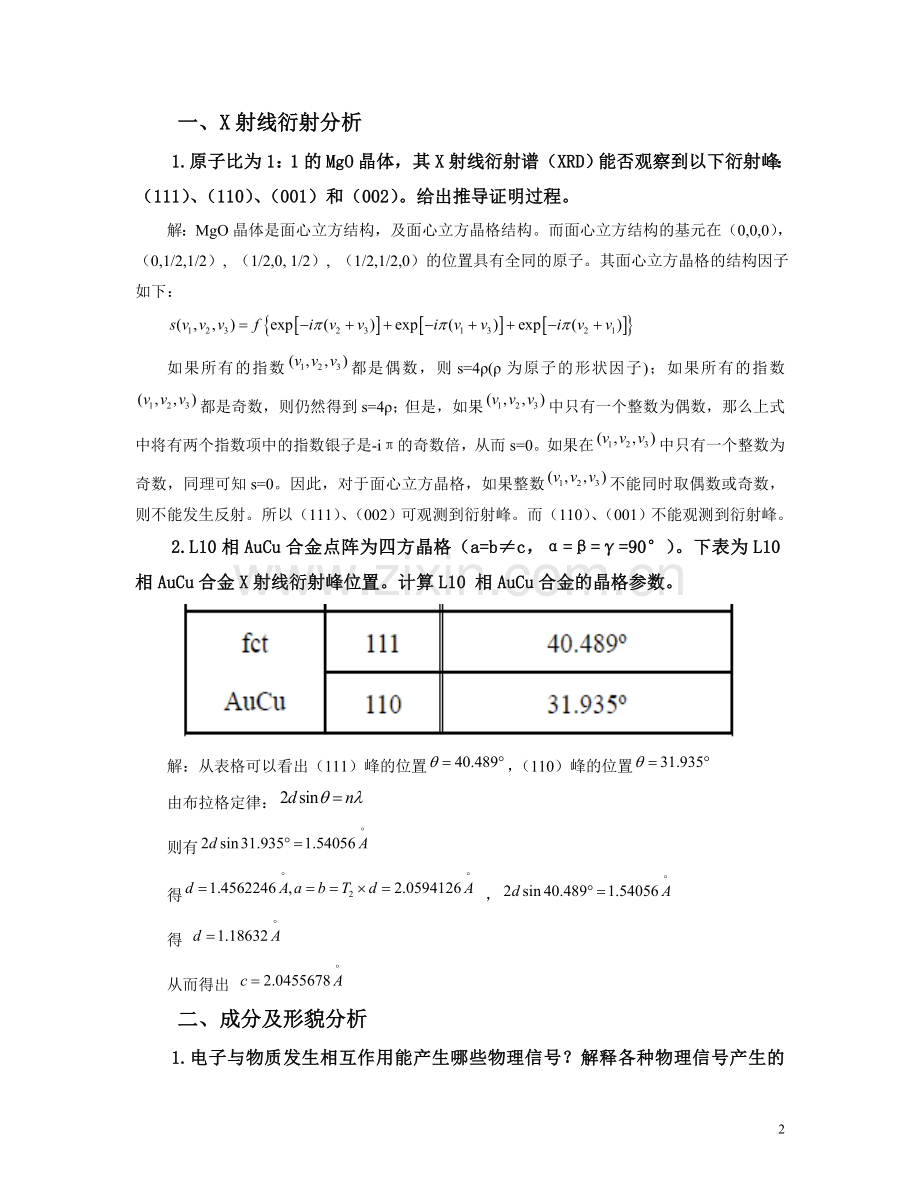 固体物理实验方法课程作业及答案(仅供参考).doc_第2页