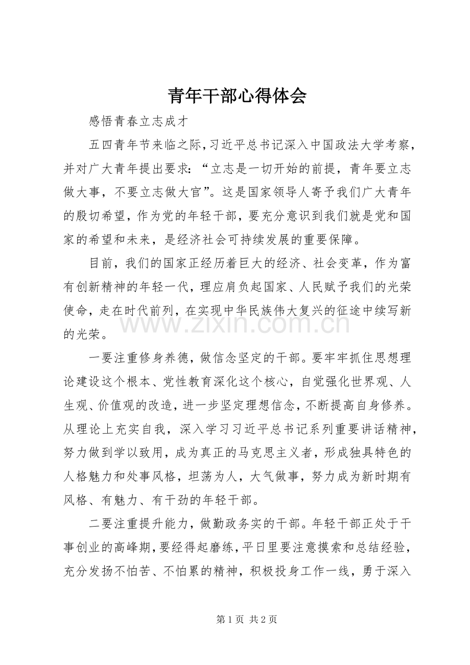 青年干部心得体会.docx_第1页