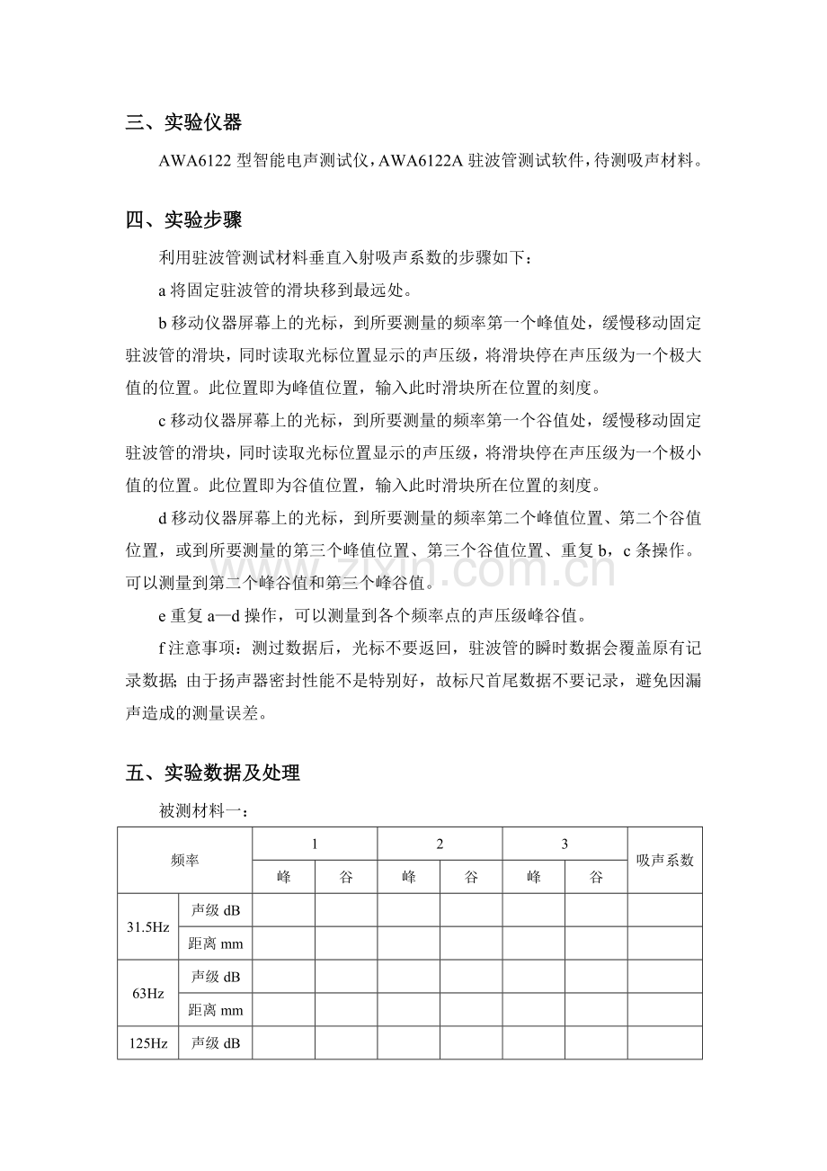 实验二-驻波管法吸声材料垂直入射吸声系数的测量.doc_第2页