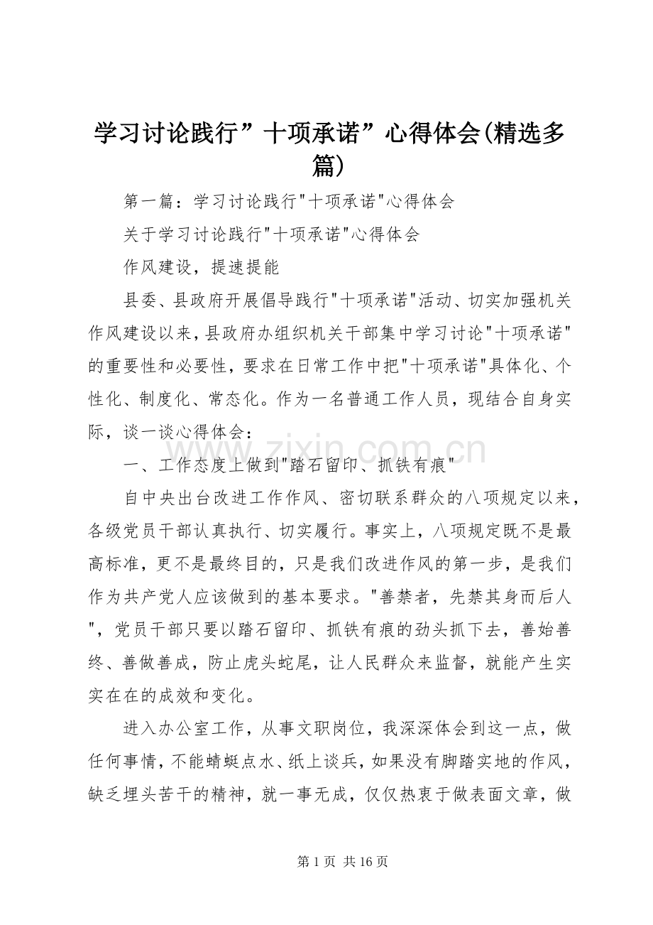 学习讨论践行”十项承诺”心得体会(多篇).docx_第1页
