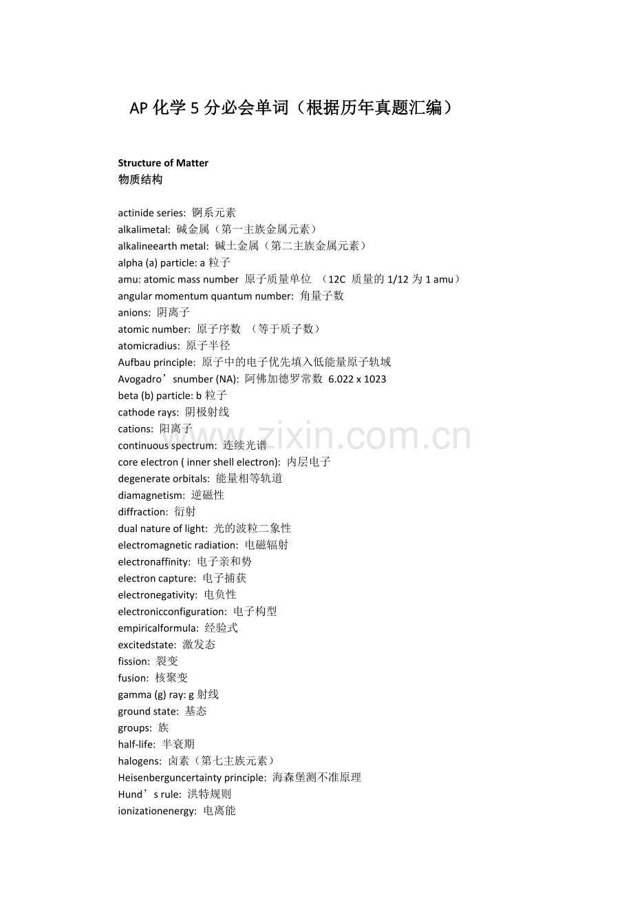 AP化学5分必会单词(根据历年真题汇编).docx_第1页