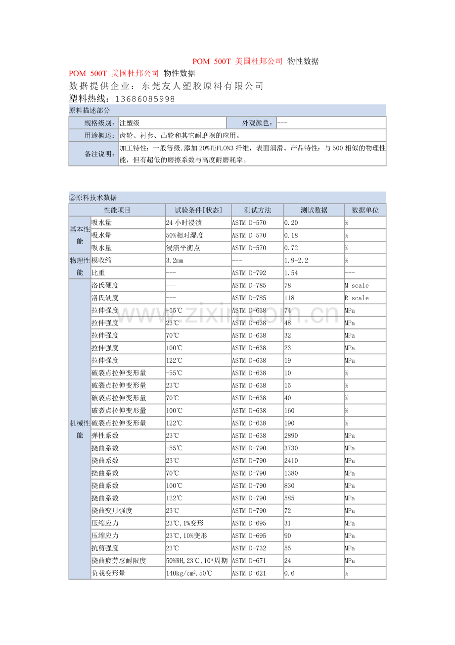 POM 500AF美国杜邦物性数据.doc_第1页