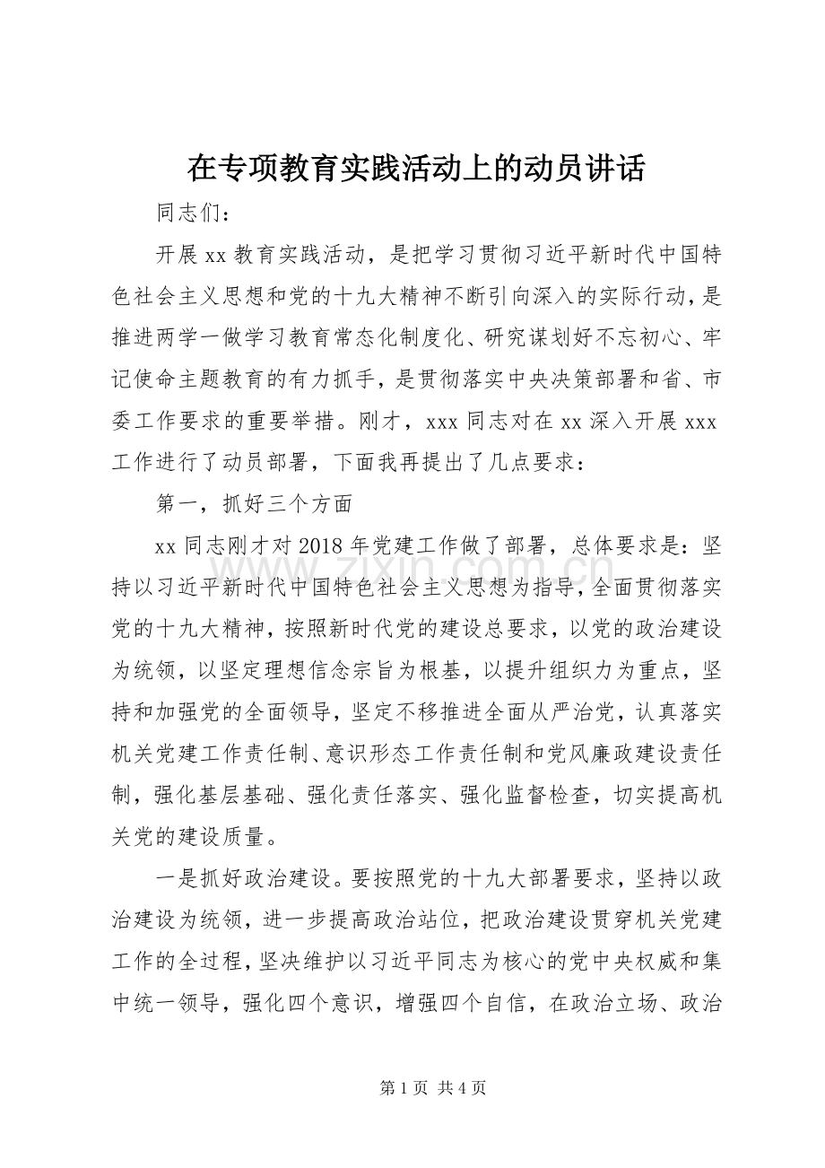 在专项教育实践活动上的动员讲话.docx_第1页