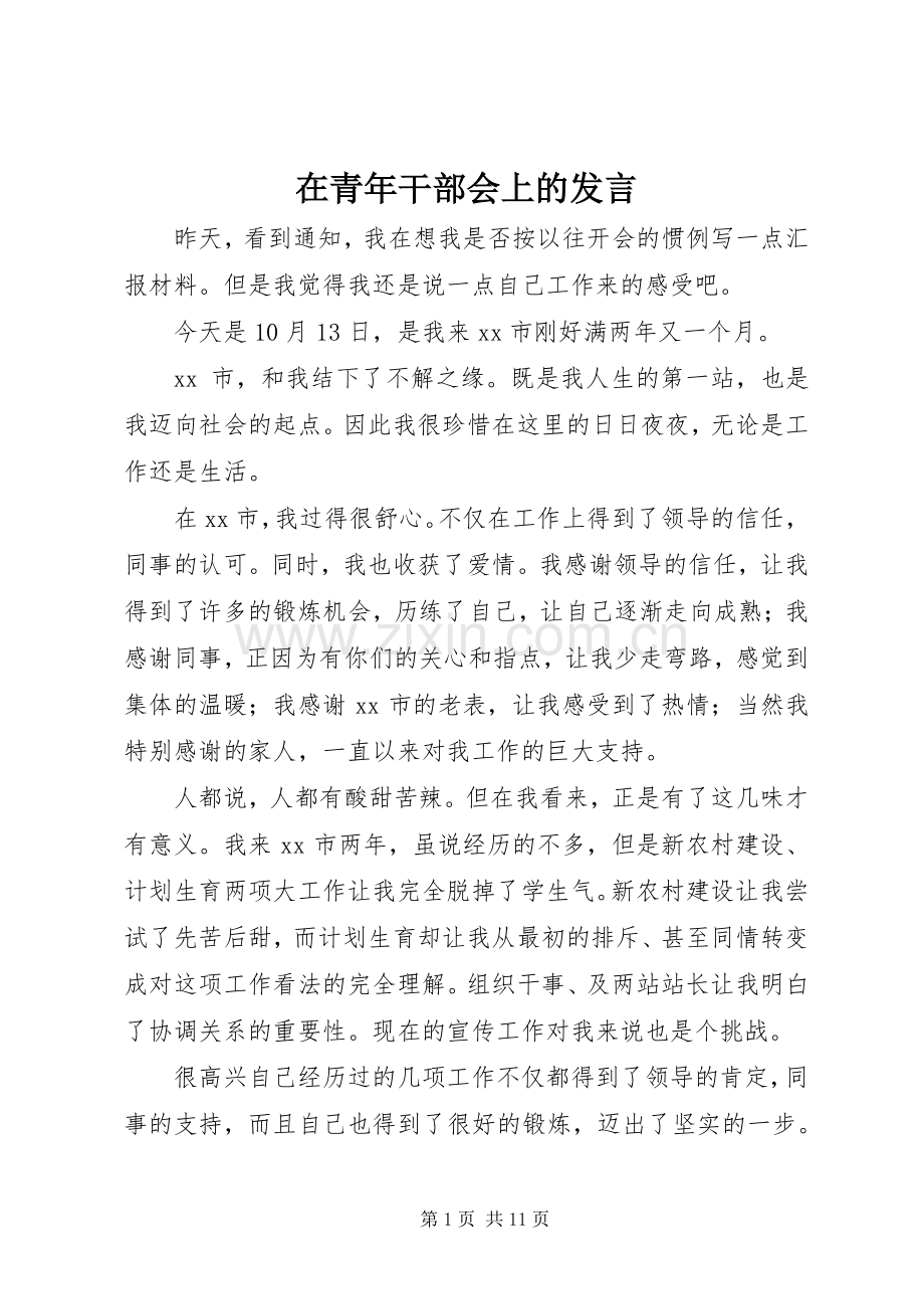 在青年干部会上的发言.docx_第1页