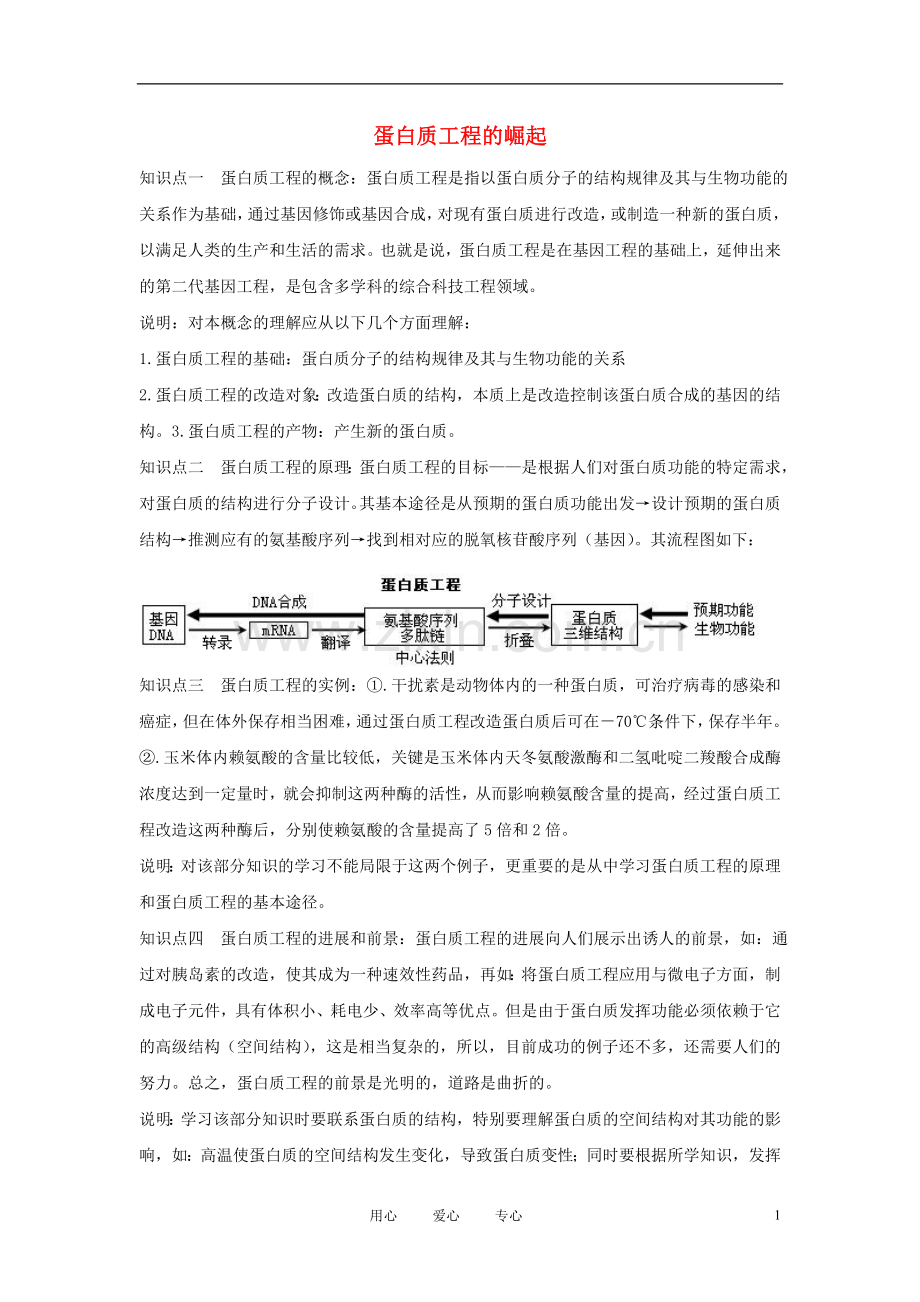 高中生物《蛋白质工程的崛起》文字素材1-新人教版选修3.doc_第1页