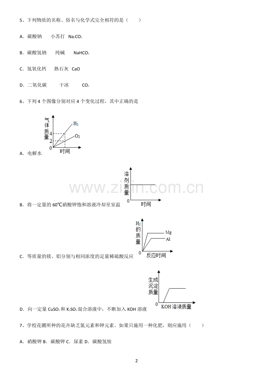 (文末附答案)2022届初中化学盐化肥考点专题训练.pdf_第2页