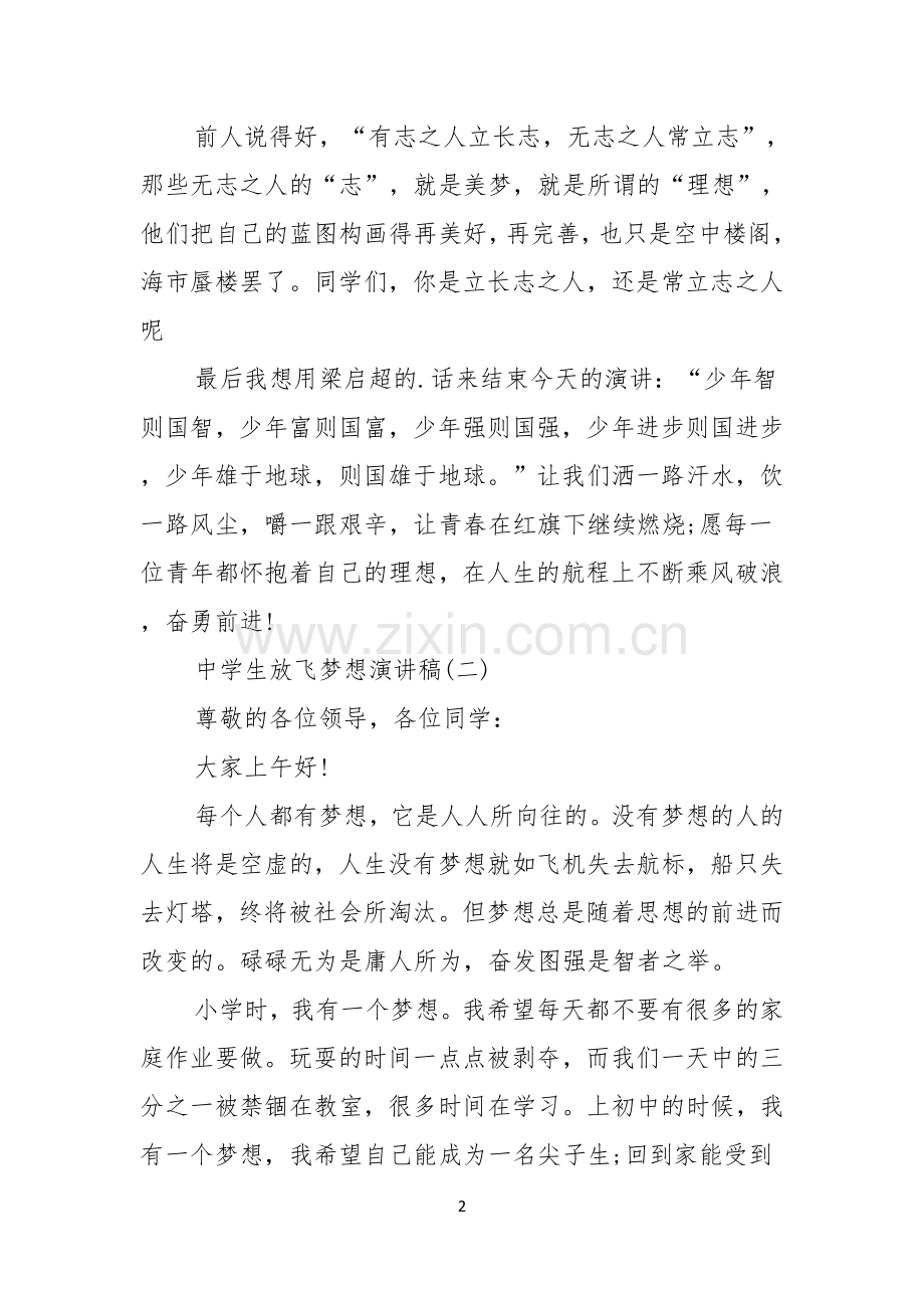 中学生放飞梦想演讲稿.docx_第2页