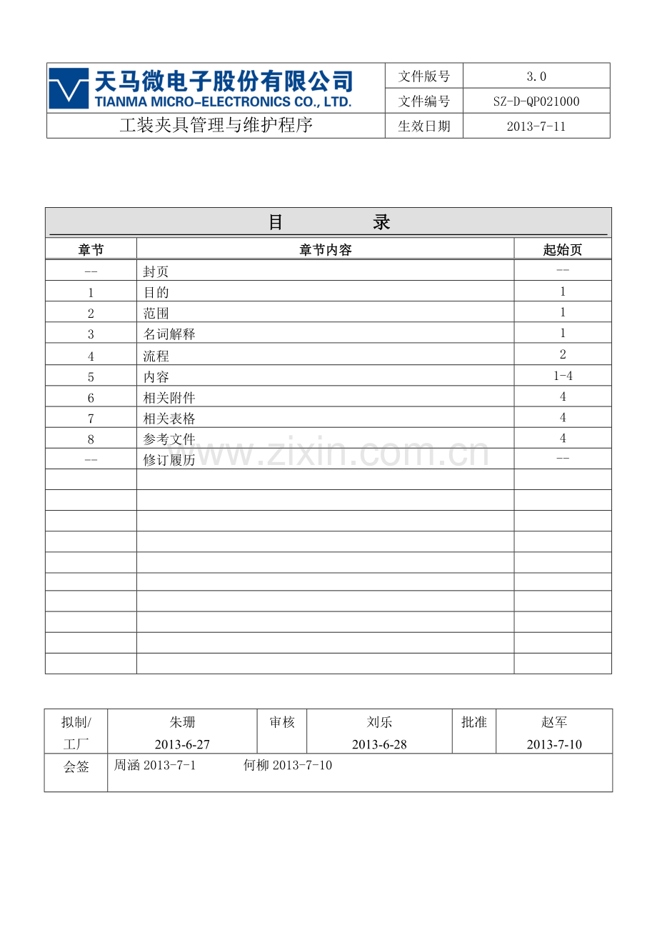 SZ-D-QP021000 工装夹具的管理与维护.doc_第1页