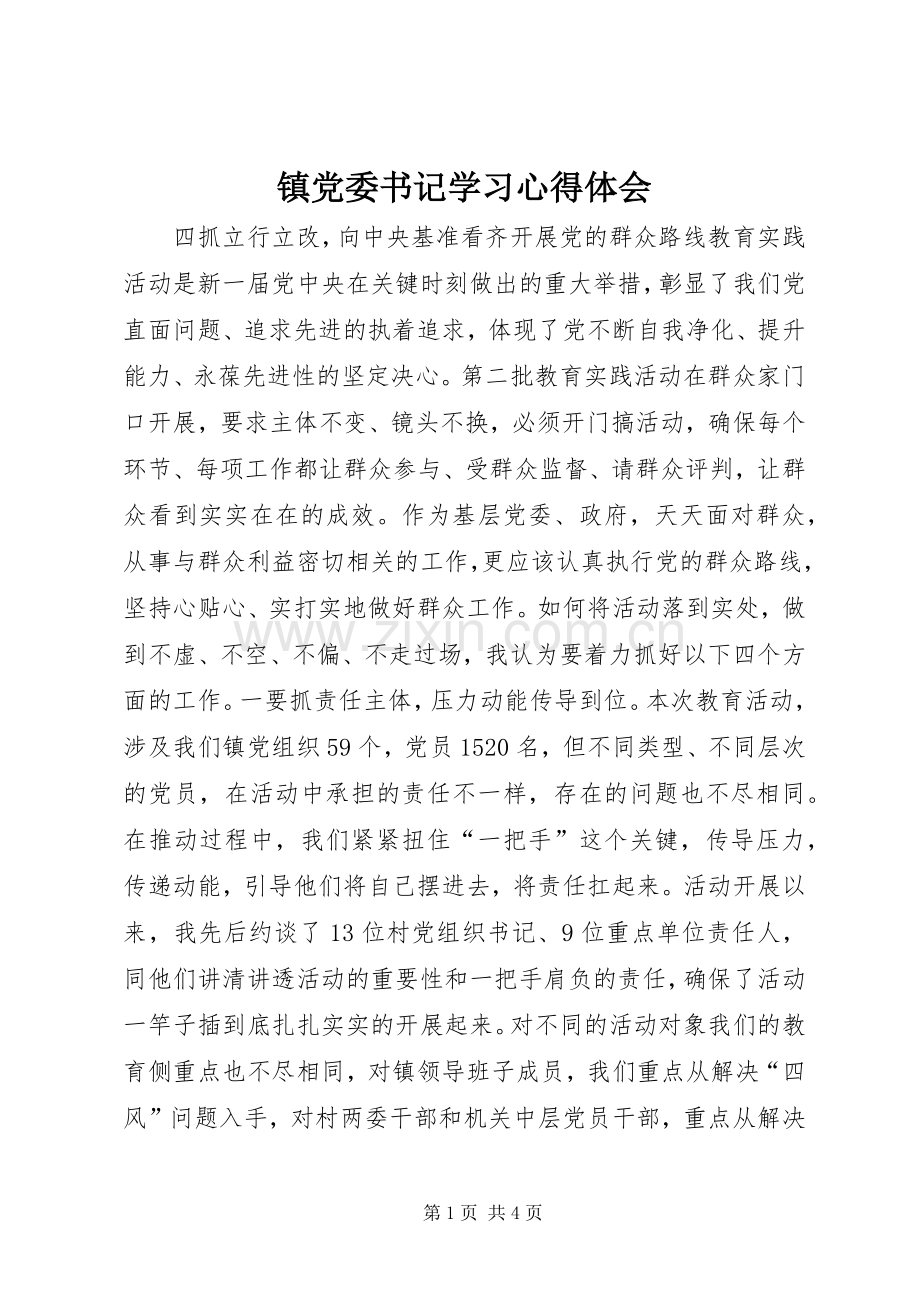 镇党委书记学习心得体会.docx_第1页