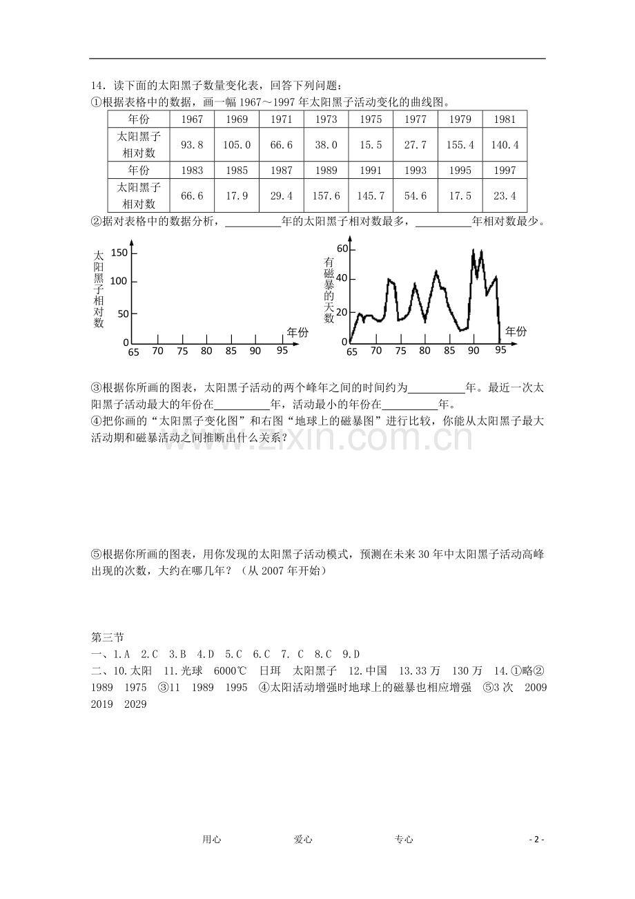 七年级科学上册《最近的恒星——太阳》同步练习1-华东师大版.doc_第2页