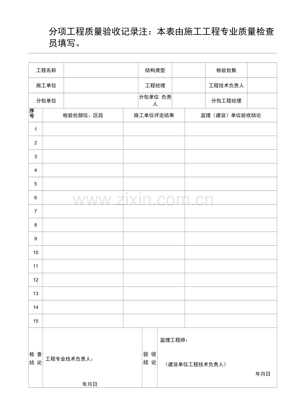 分项工程质量验收记录.docx_第1页
