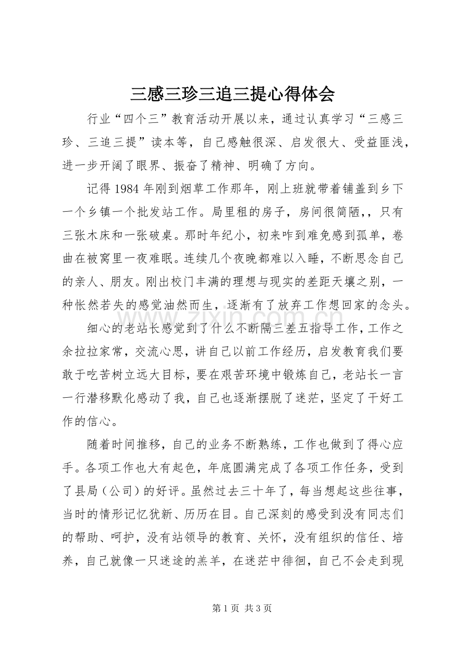 三感三珍三追三提心得体会.docx_第1页