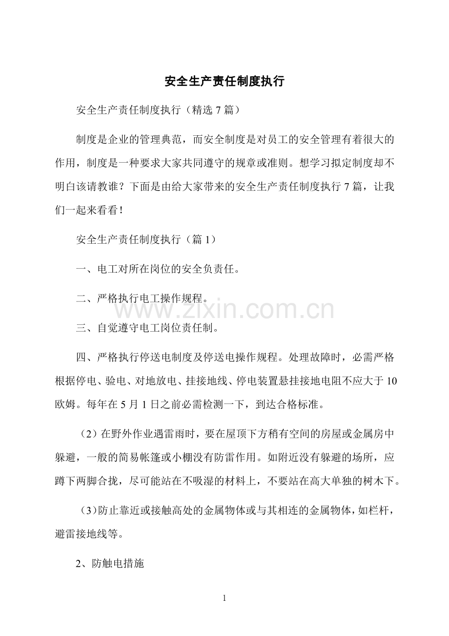 安全生产责任制度执行.docx_第1页