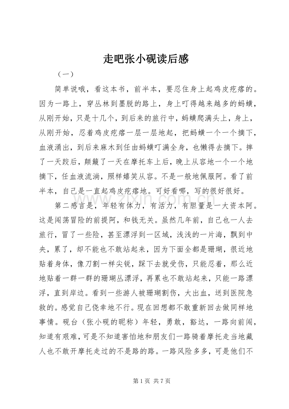 走吧张小砚读后感.docx_第1页