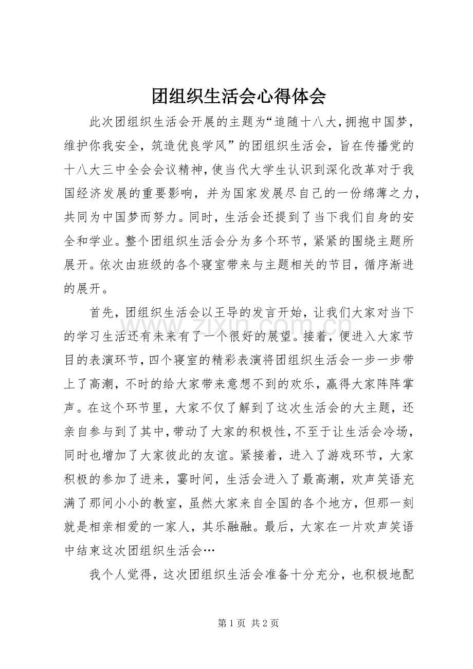 团组织生活会心得体会.docx_第1页