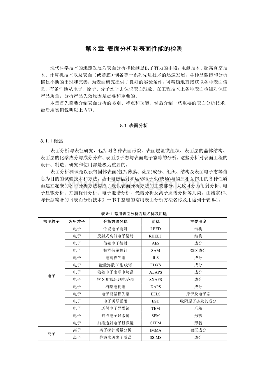 第8章 表面分析和表面性能的检测.doc_第1页