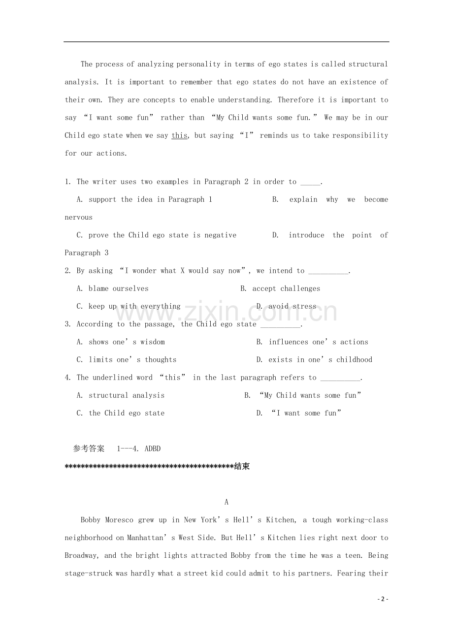 山东省胶州市2014高考英语文章阅读类训练(9).doc_第2页