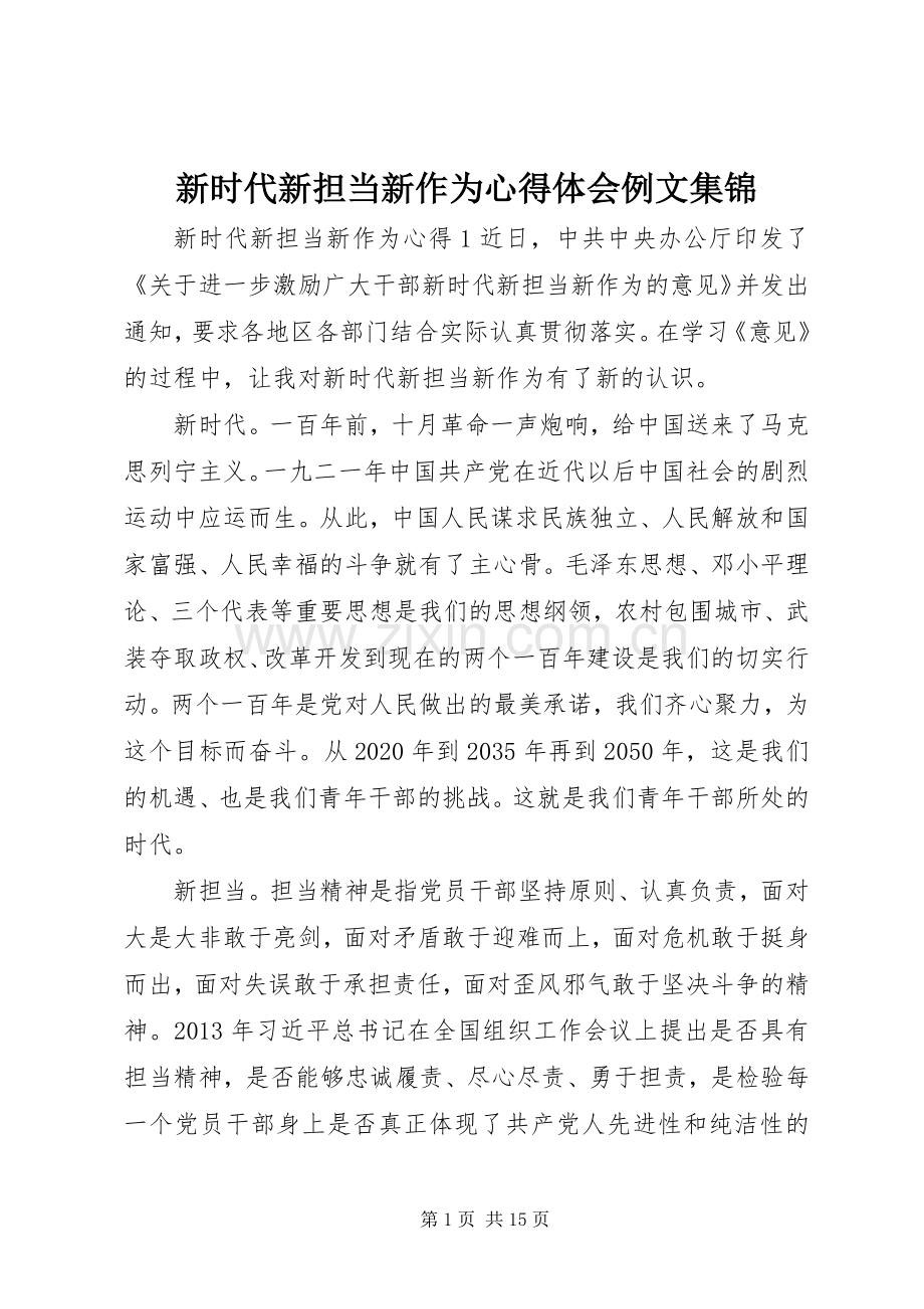 新时代新担当新作为心得体会例文集锦.docx_第1页