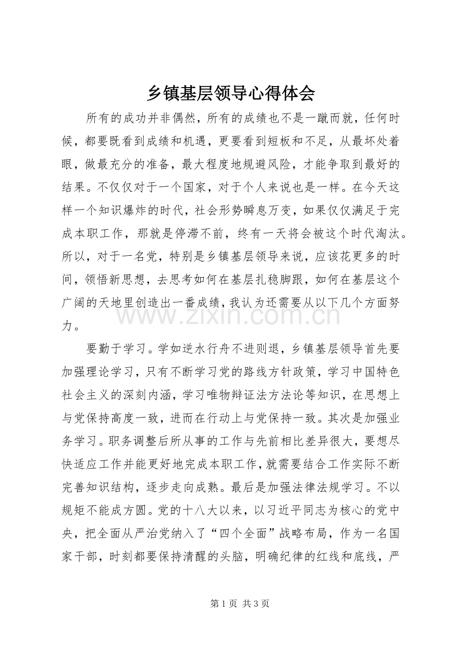 乡镇基层领导心得体会.docx_第1页