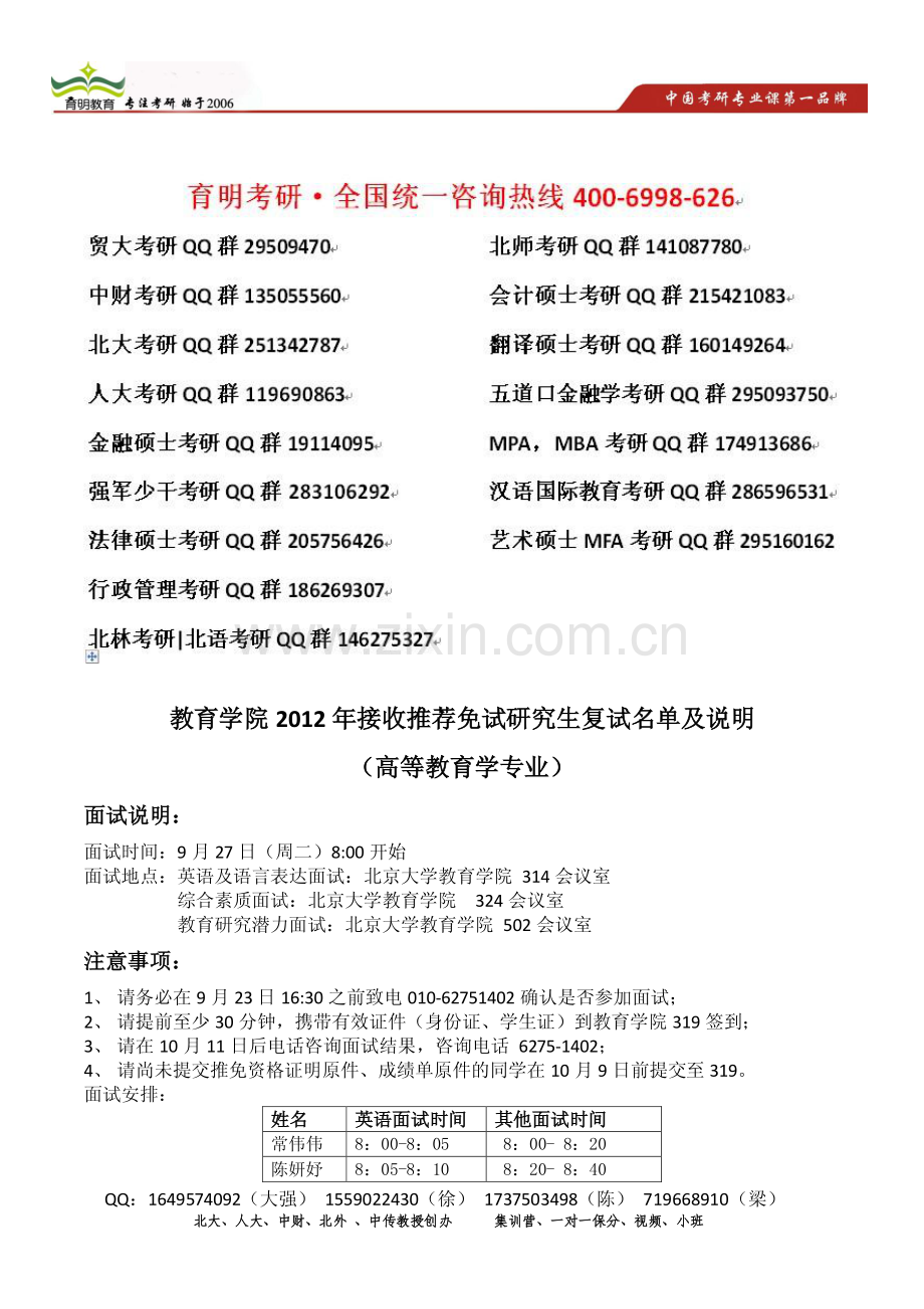 育明教育：北京大学高等教育考研考博真题参考书复试线.pdf_第1页