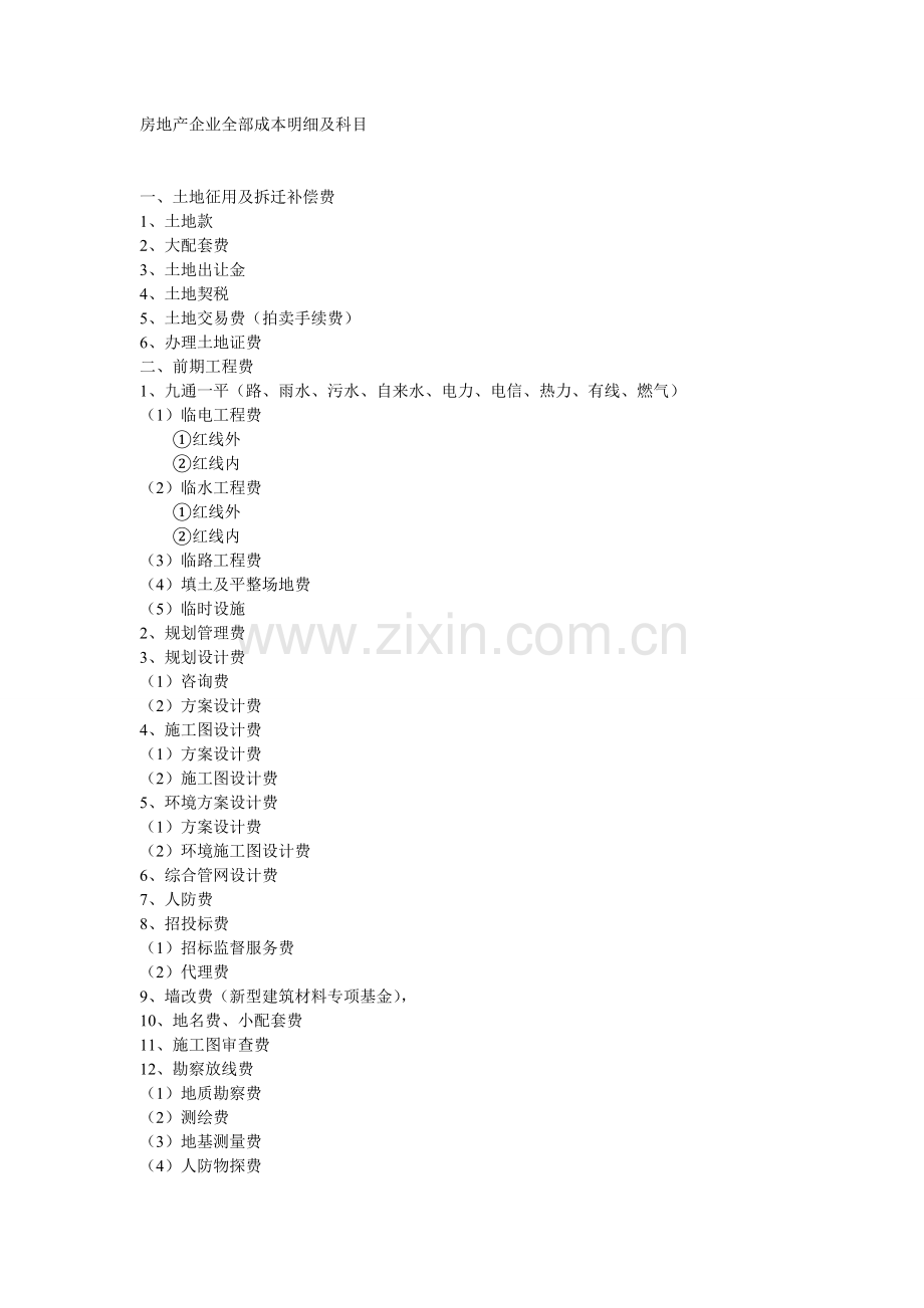 房地产开发成本明细.doc_第1页